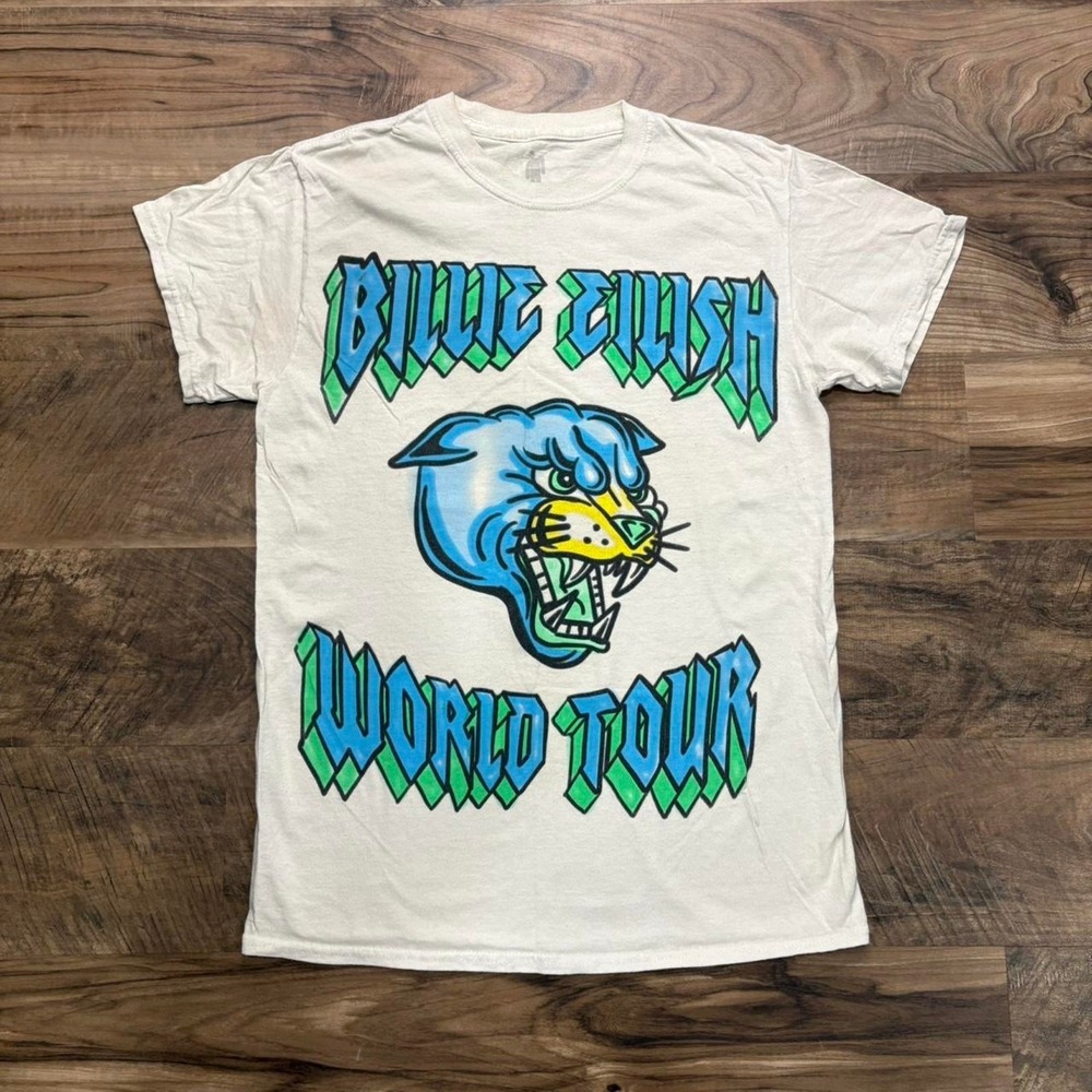Vintage Y2K Billie Eilish 2019 World Tour Graphic T Shirt Pop Music Merch Small